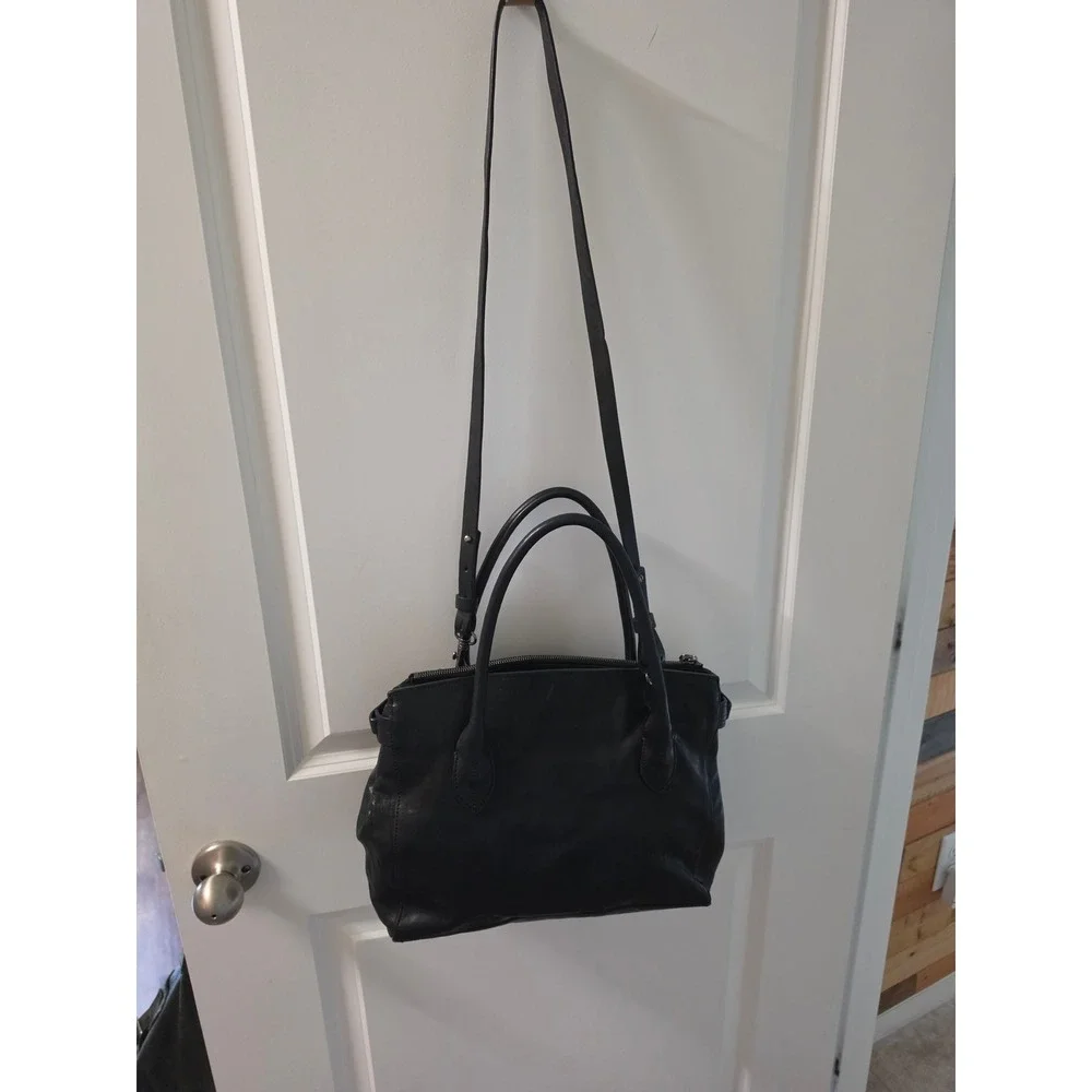 MASSIMO PALOMBA Black Leather Satchel Crossbody Bag Handcrafted in Italy